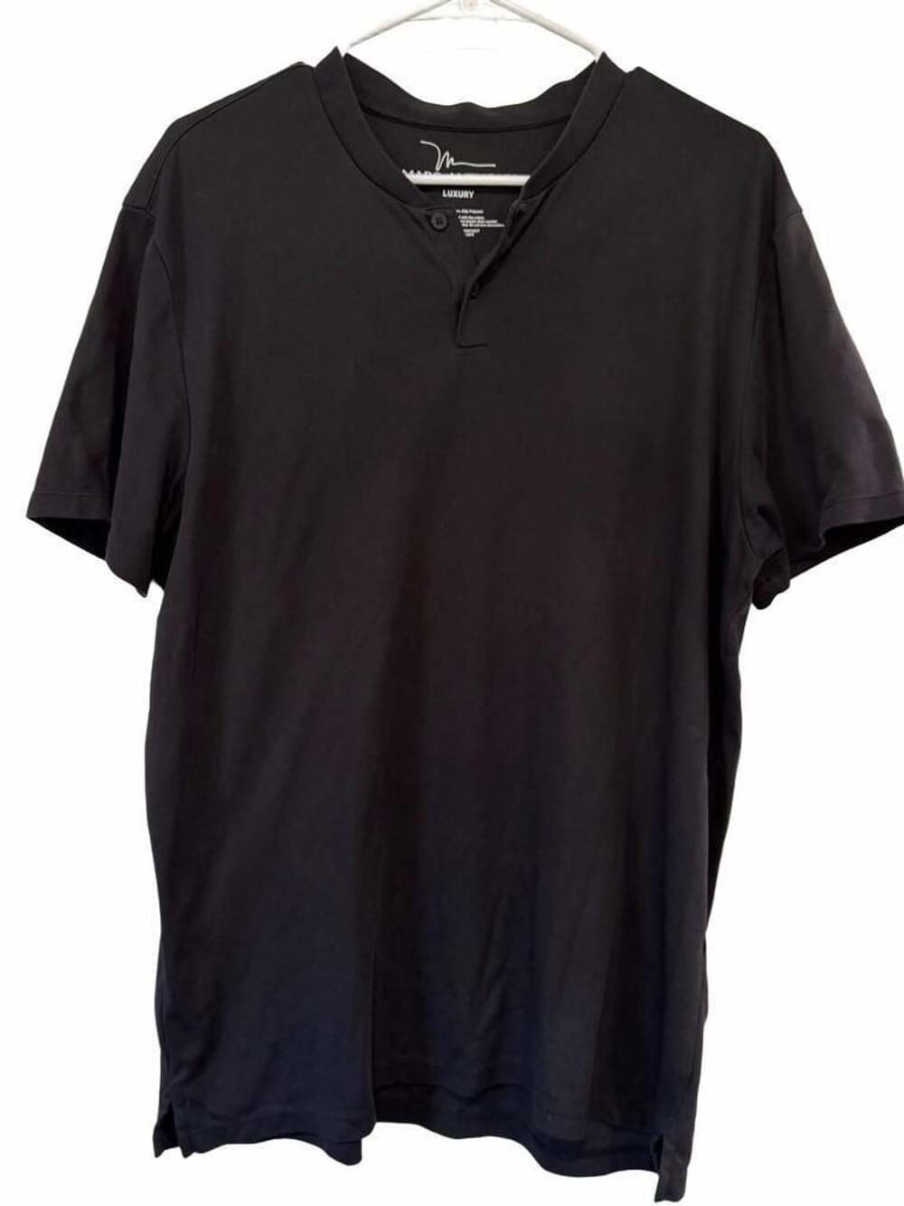 Marc Anthony Luxury Henley Shirt Size XL Black Pima Cotton Blend